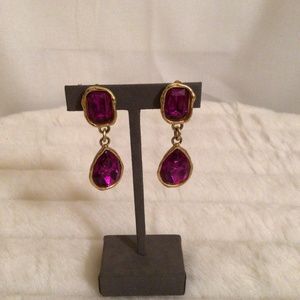 Vintage pink and gold crystal clip on earrings